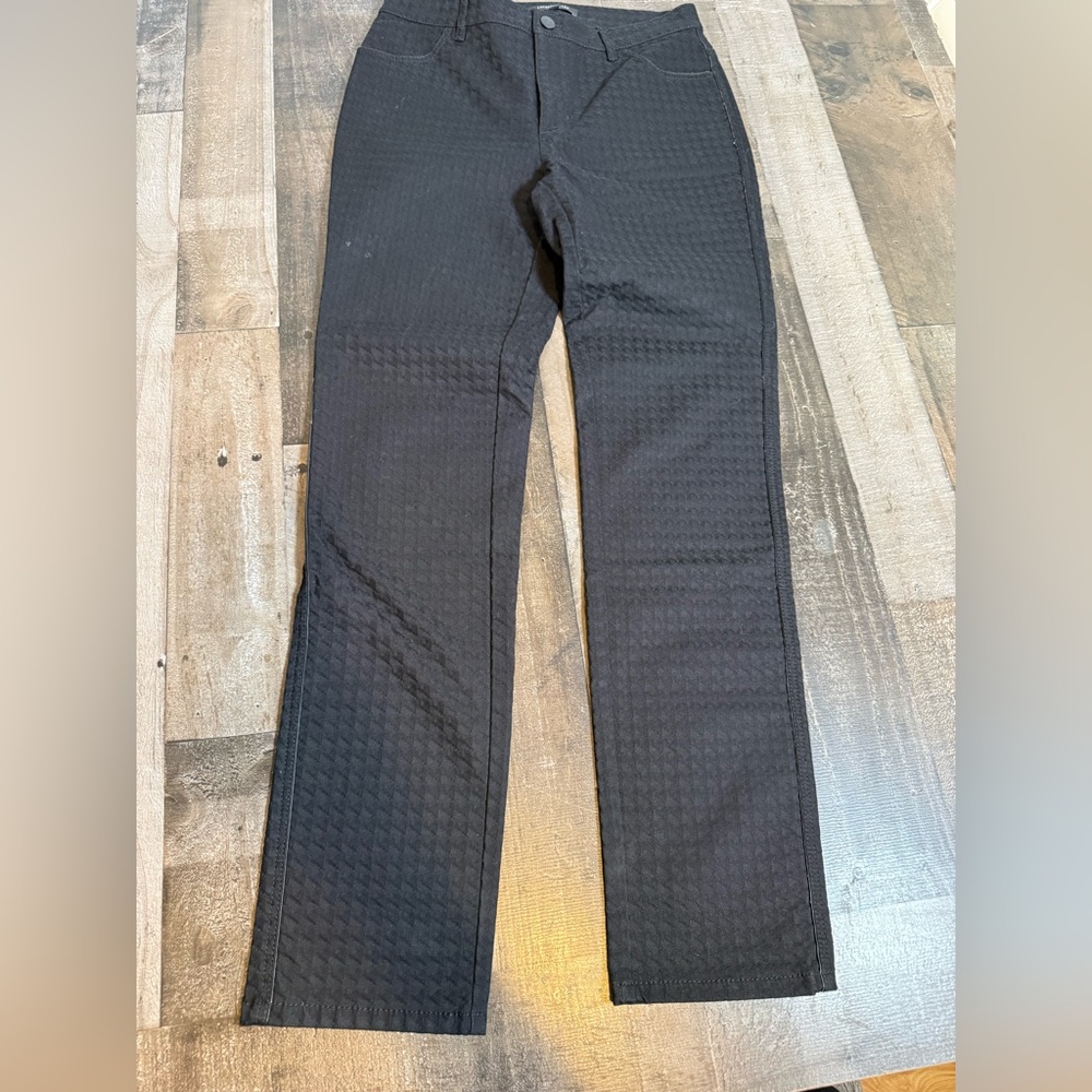 Lafayette 148 New‎ York Black Textured Pants 4 Straight Leg Quiet Luxury Career
